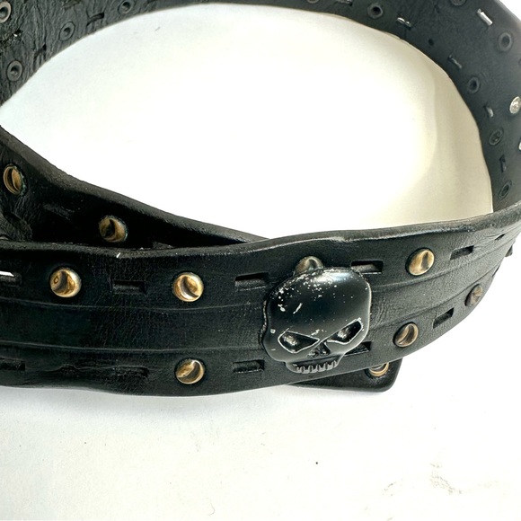 Harley-Davidson Skull Black Belt with Grommets 34 - Picture 6 of 13